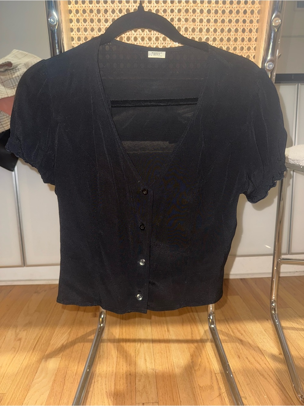 Aritzia Button-Front Black Women's Top